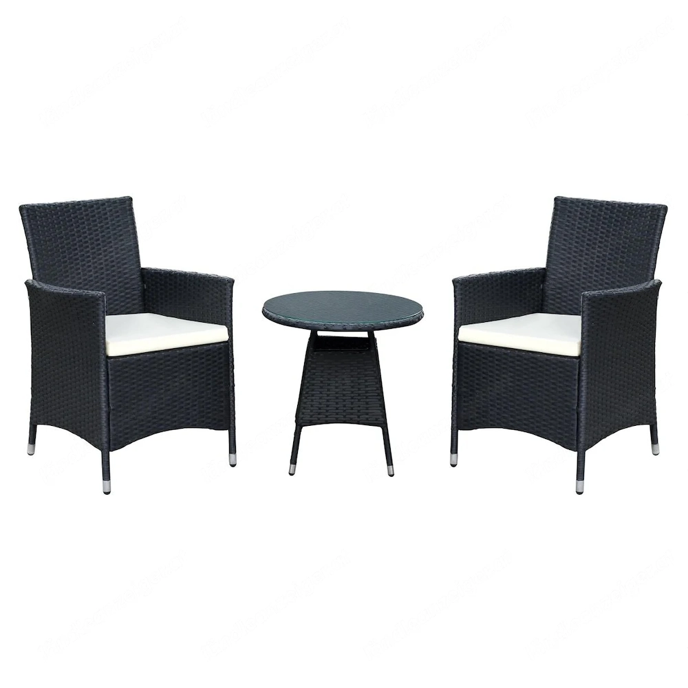 Artikel: 3-piece garden furniture seating group garden set lounge polyrattan rattan dining group Hoc