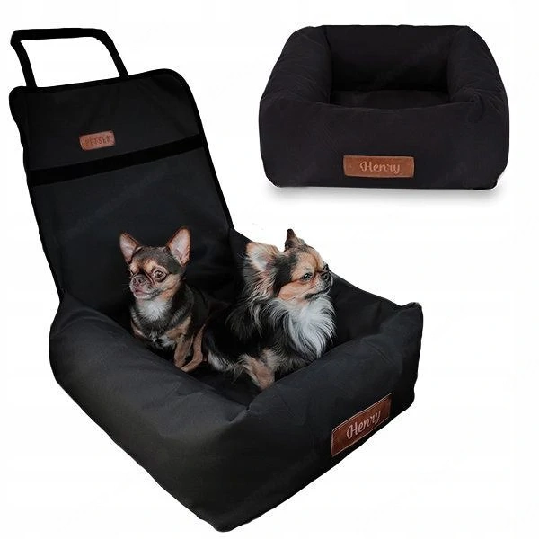 Hundesitz Hundebett Transportbett 2in1 Autositz GRAVUR mit Namensschild