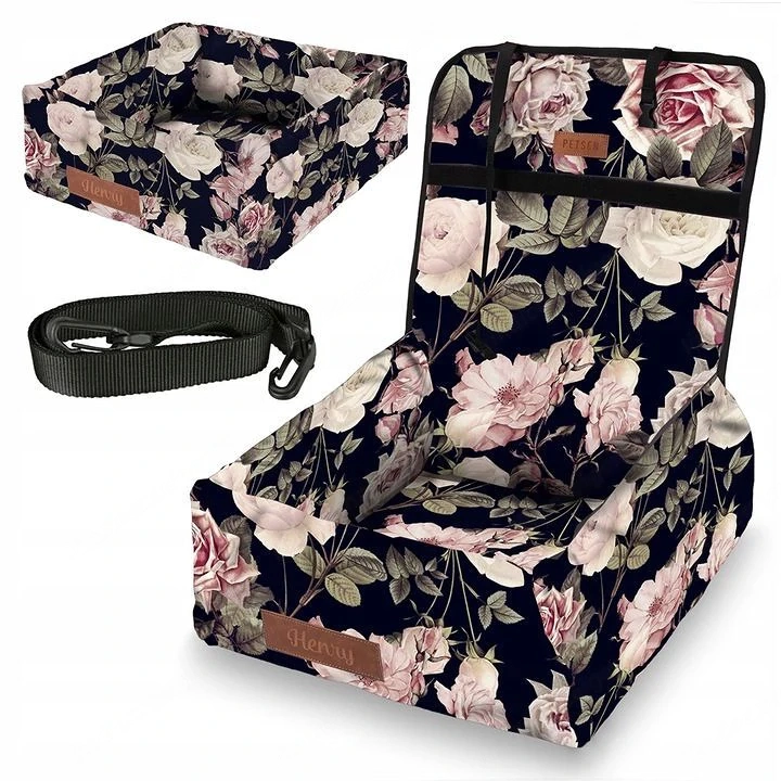 Hundesitz Hundebett Transportbett 2in1 Autositz GRAVUR mit Namensschild