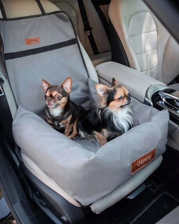 Hundesitz Hundebett Transportbett 2in1 Autositz GRAVUR mit Namensschild