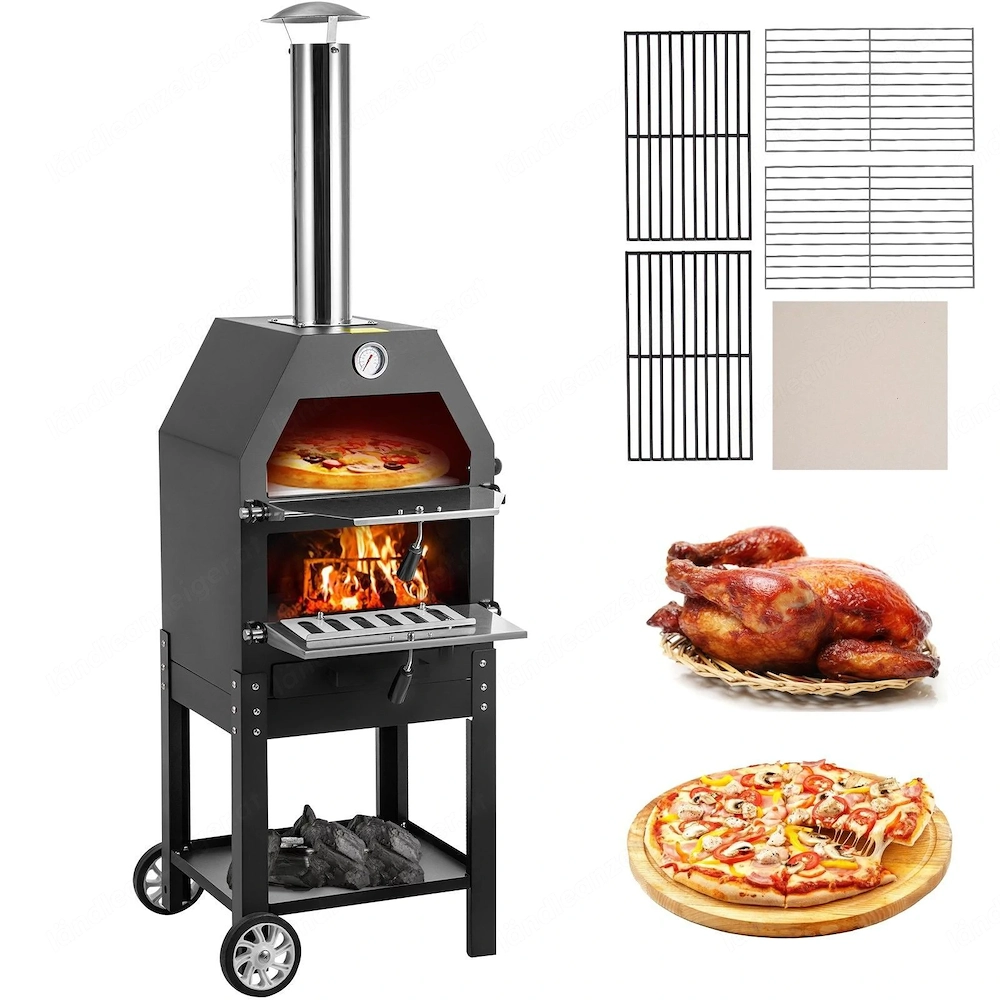 3in1 Outdoor Kuechenofen Herd Pizzaofen 500 0C Gartenkueche Pizzaofen Grill mit Pizzastein Backofen
