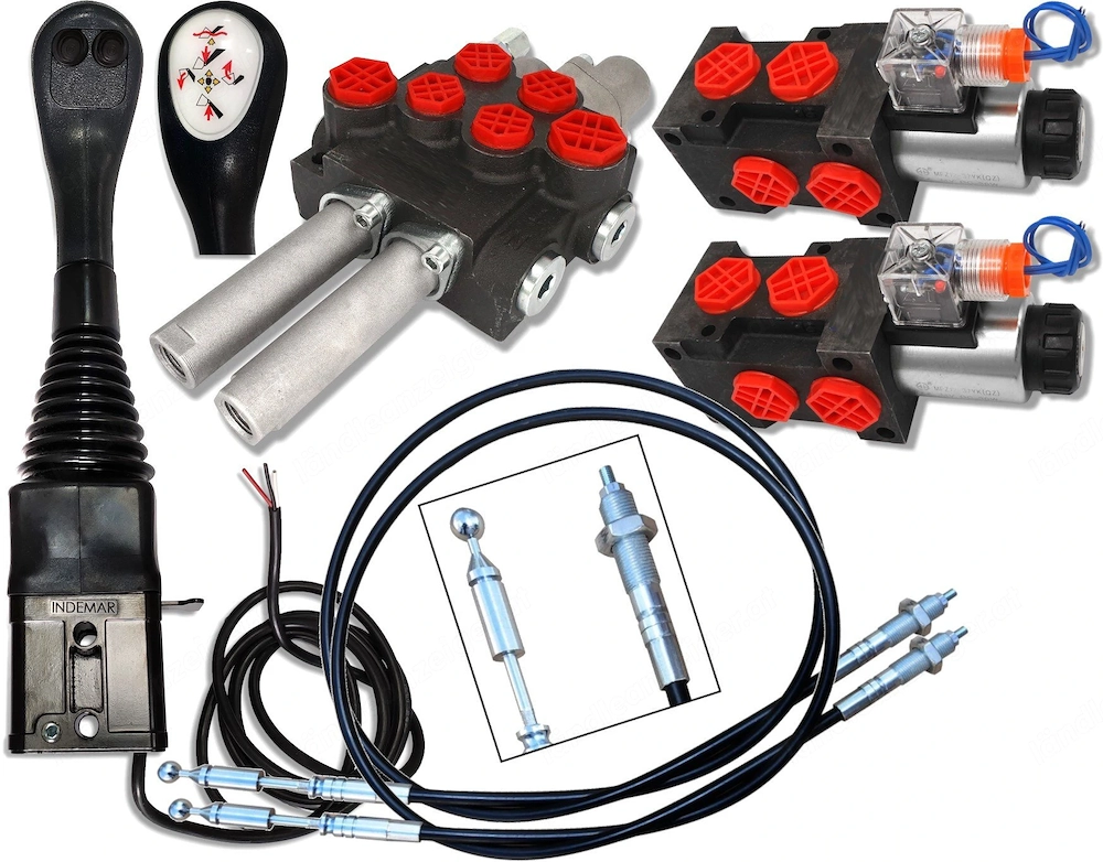 Artikel: Hydraulic distributor 4 SEK 40L SET Joystick Bowden cable front loader magnetic valve Hochw