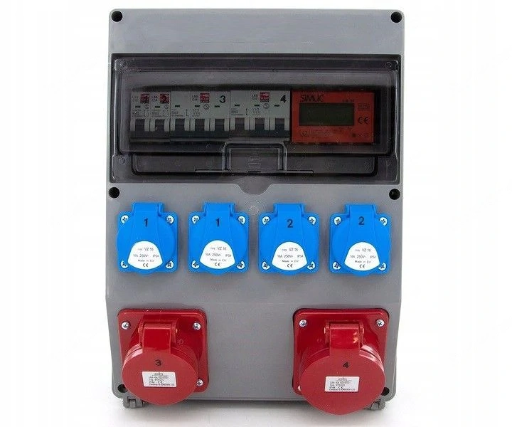 Elektro Wandverteiler 1x 16A 1x 32A 4x230V komplett Set Baustromverteiler mit Digital Zaehler