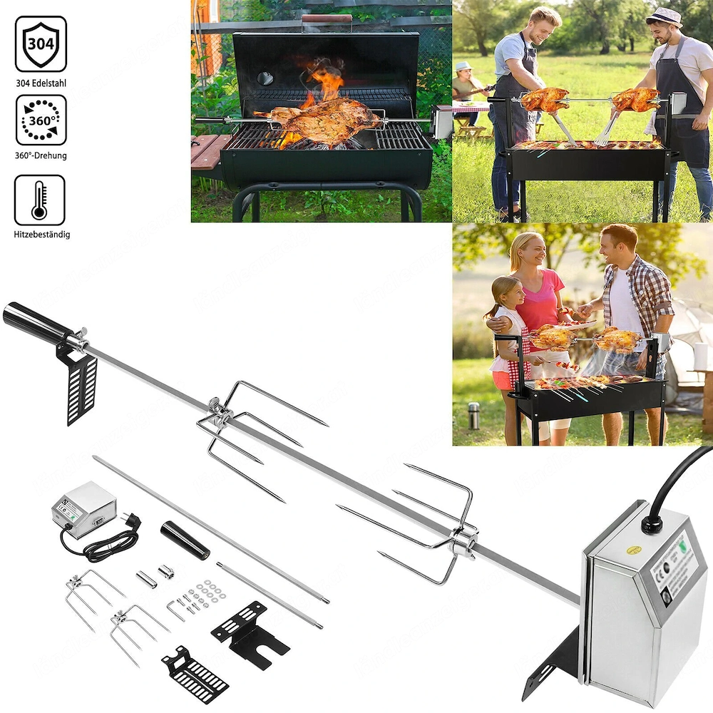 Artikel: #SALE# Universal barbecue skewer, stainless steel, motor-operated Hochwertiger Artikel aus 