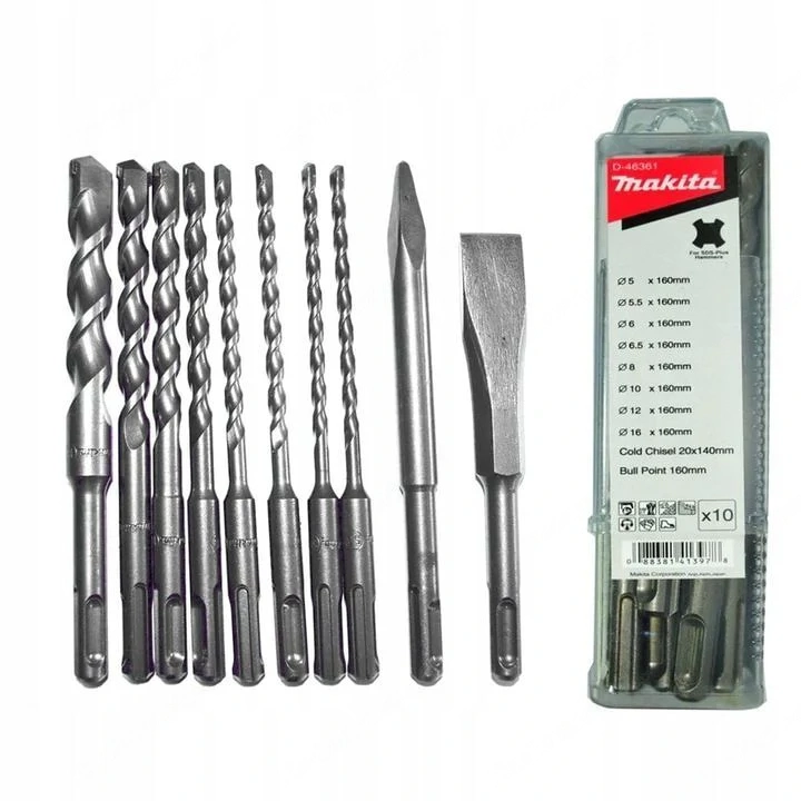 Makita Bohrer und Bit Set SDS Plus Bohrer Meissel Set Bohrersatz 10 Stk Makita D 46361 10 tlg