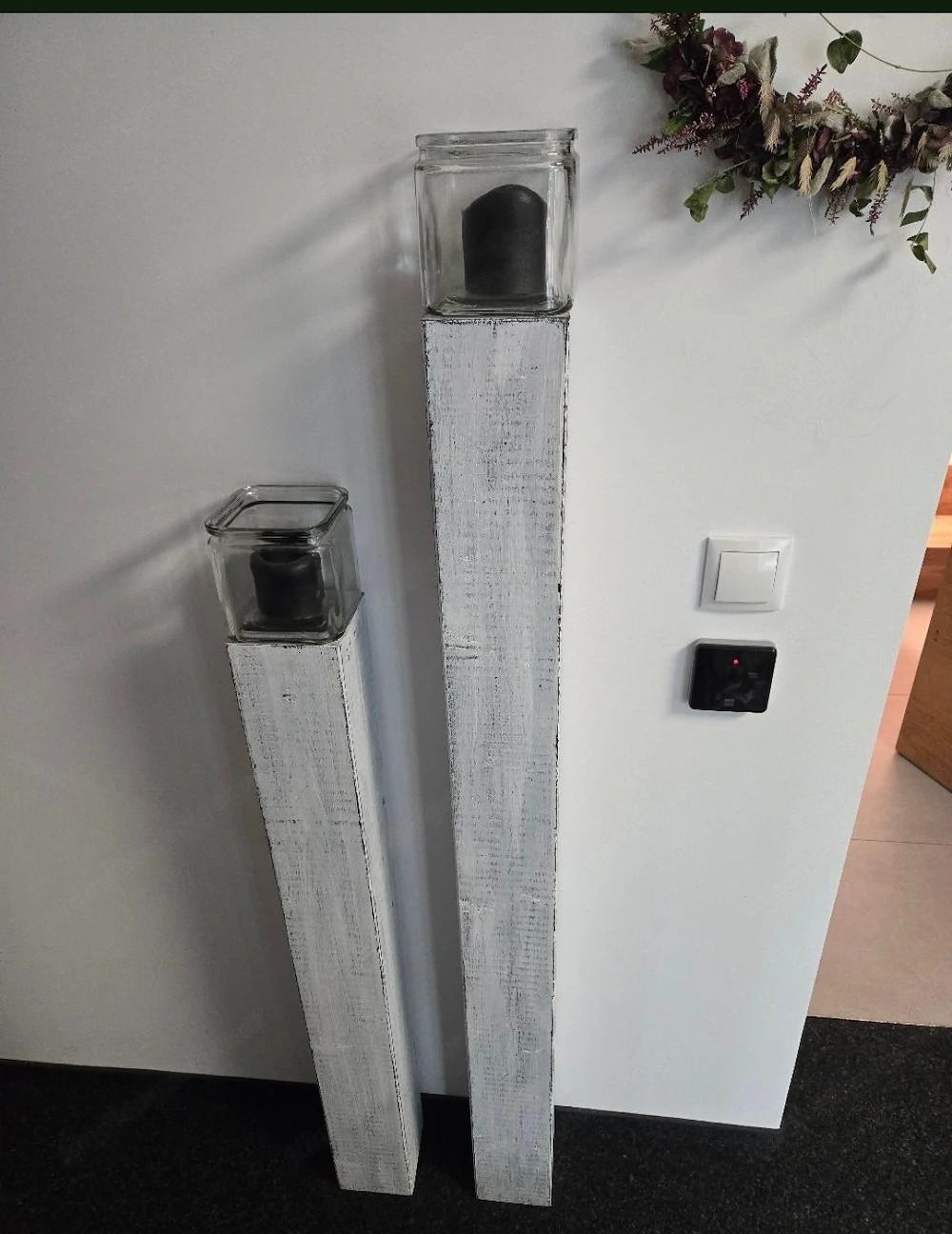 Kerzenständer weiß 2 Stück ca. 142cm und 113cm hoch