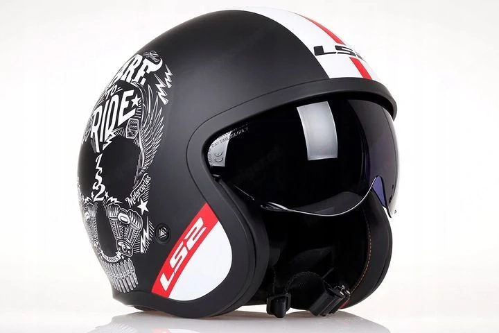 Starter Set Retro Motorrad Helm mit Sonnenblende Groessenwahl