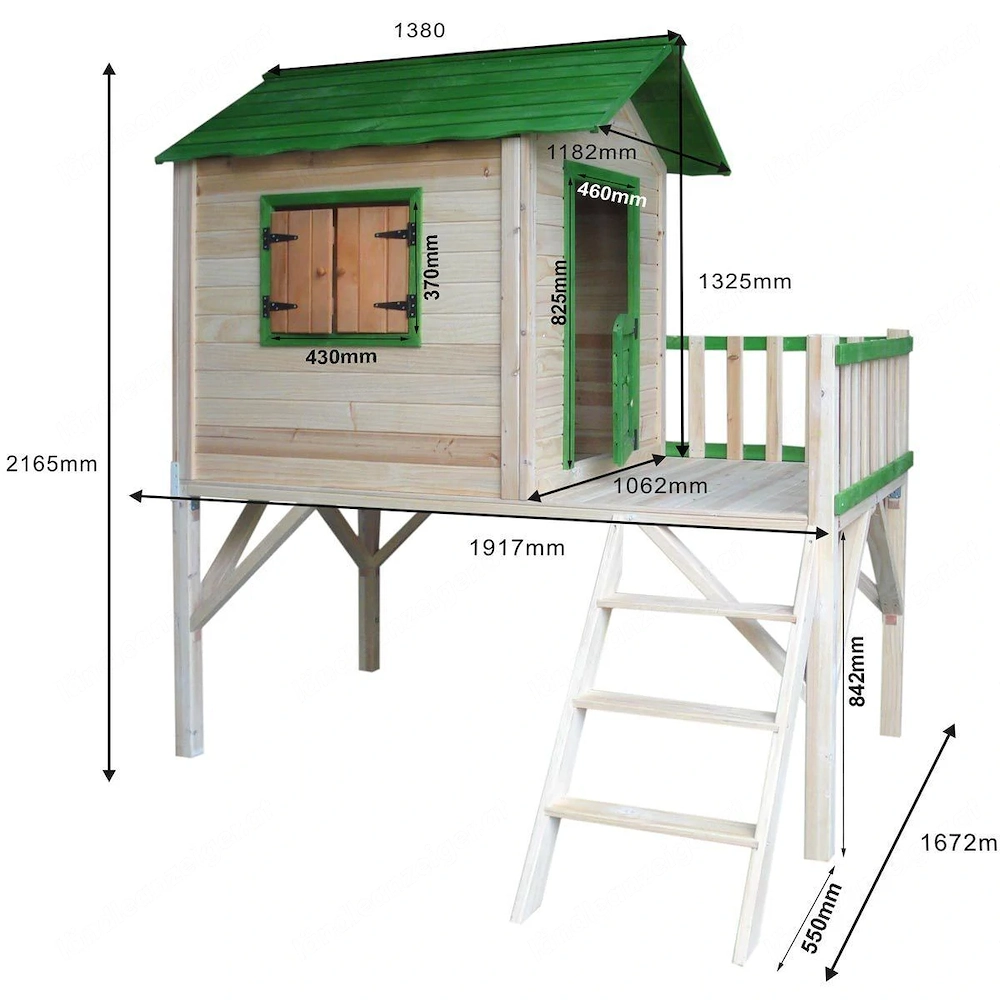 Baumhaus Spielhaus fuer Kinder mit Balkon Stelzenhaus Garten Baum Turm Holzhaus