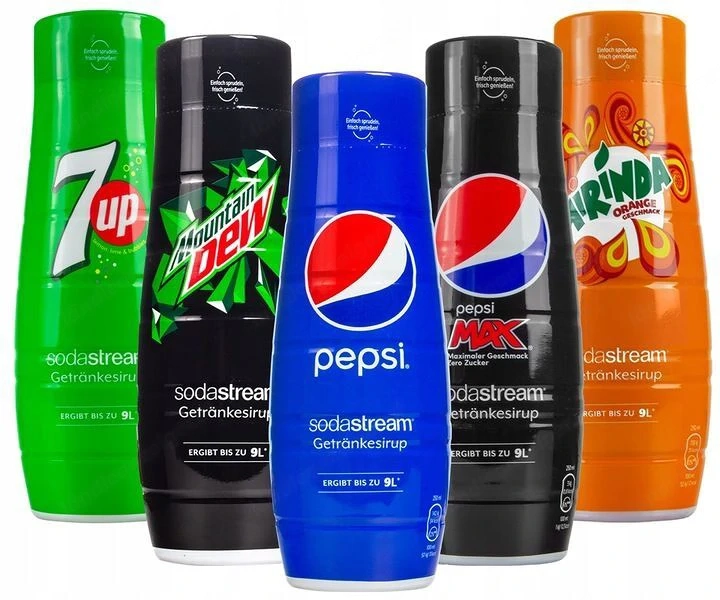 Artikel: Sodastream 5x syrup 7UP PEPSI MAX MIRINDA MOUNTAIN Hochwertiger Artikel aus unserem Online-