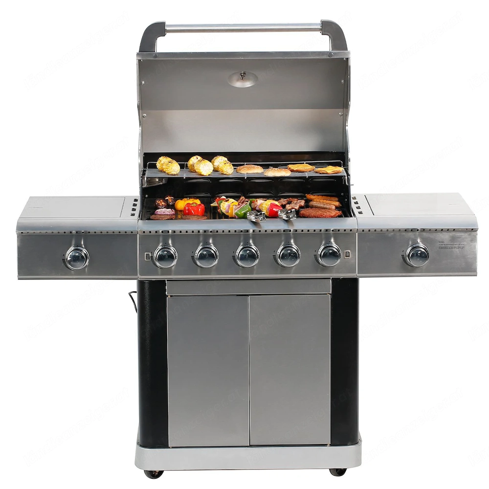 Gasgrill 5 2 BBQ GRILLWAGEN Edelstahl Brenner mit 2 Seitenkocher