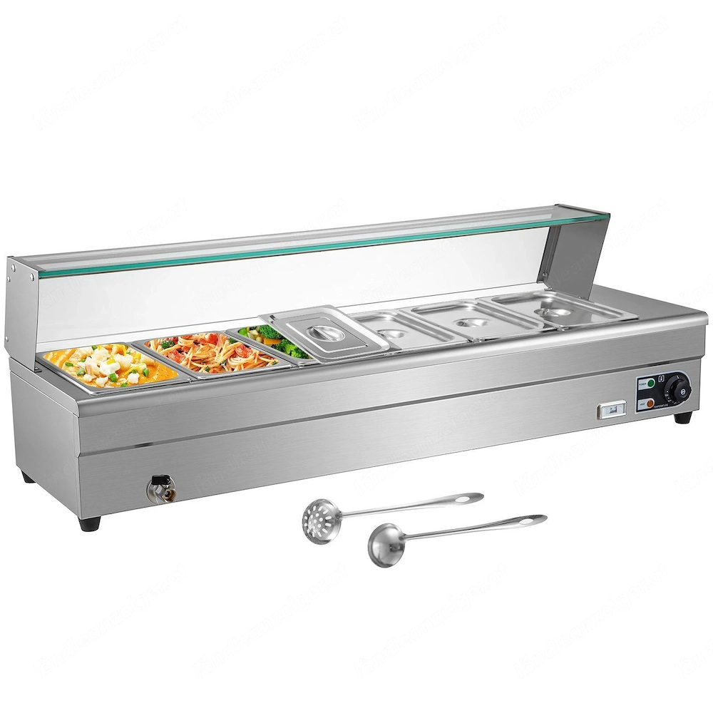 Edelstahl Gastronomie Behaelter 1500 Watt Speisenwaermer 6 Pfanne Waermebehaelter fuer Essen Chafing