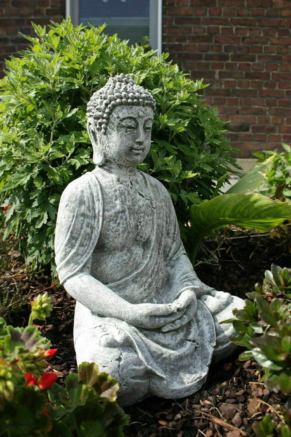 Artikel: Deko Steinfigur grosser Buddha Shiva Frostfest Garten Deko Steinguss Gartenfigur Hochwertig