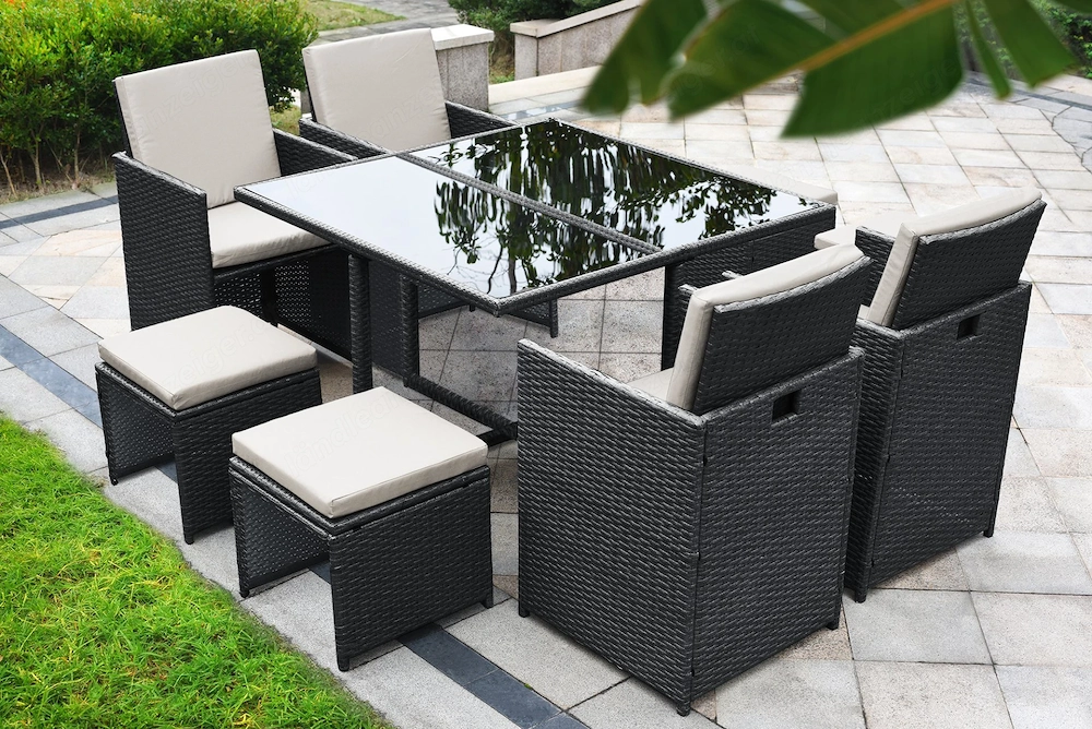 Artikel: 9-piece seating group garden furniture garden set lounge polyrattan rattan dining group Hoc