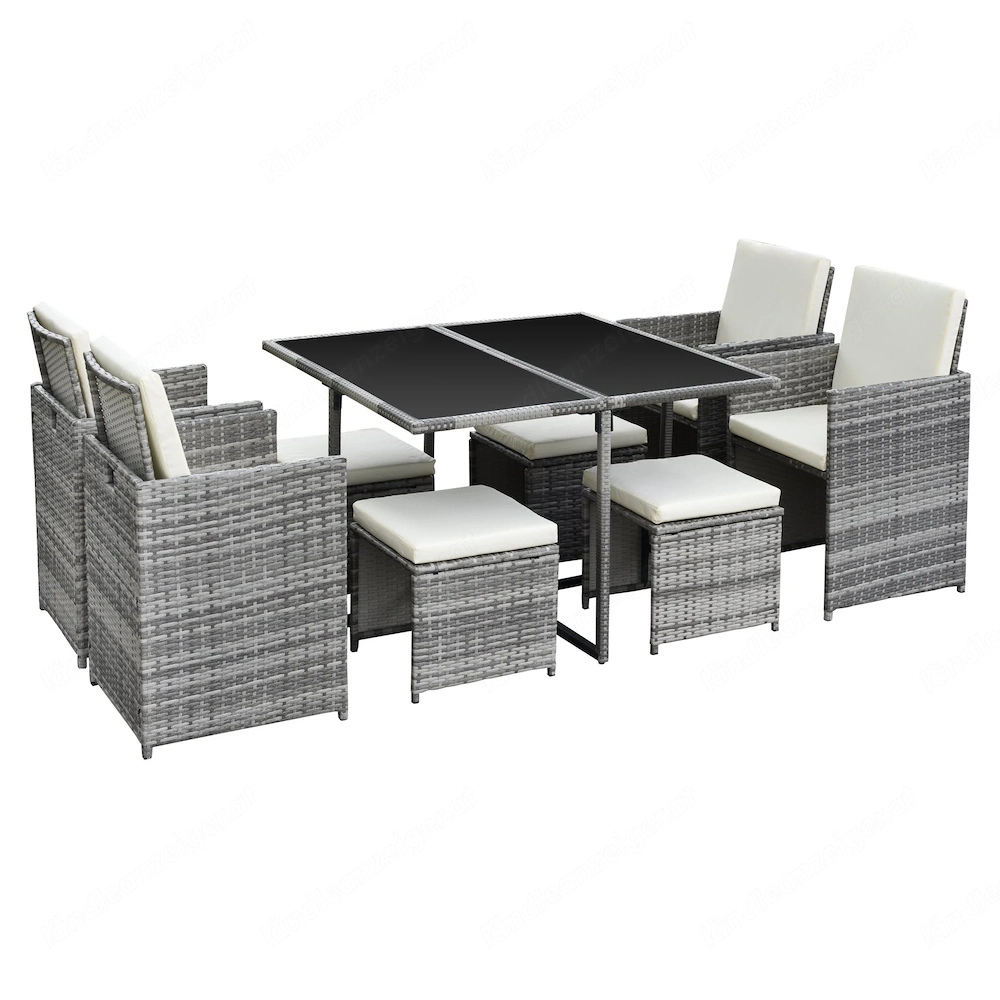 Artikel: 9-piece seating group garden furniture garden set lounge polyrattan rattan dining group Hoc