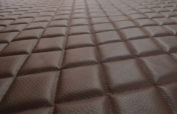Artikel: polsterstoff aus oeko leder gestepptes material 10 mm dunkelbraun hochwertiger artikel aus 