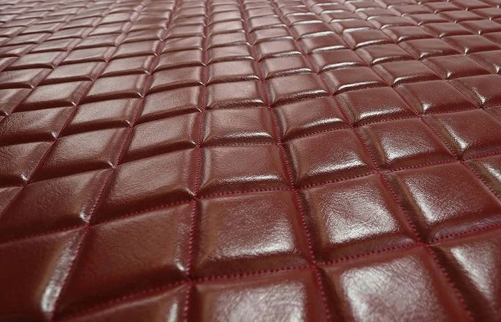 Artikel: polsterstoff aus oeko leder gestepptes material 10 mm weinrot hochwertiger artikel aus unse