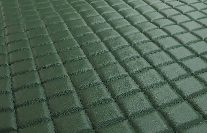 Artikel: polsterstoff aus oeko leder gestepptes material 10 mm gruen hochwertiger artikel aus unsere