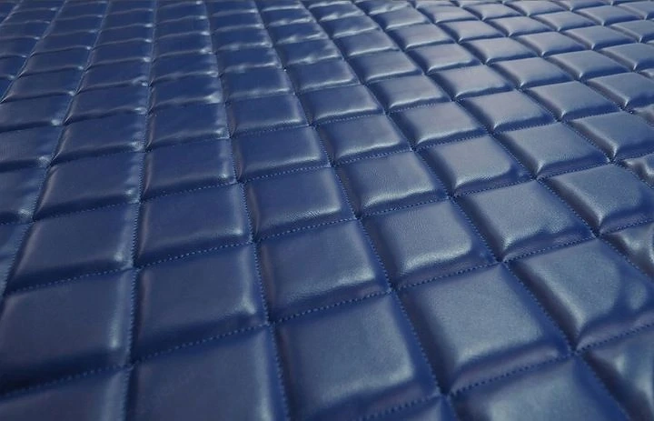 Artikel: polsterstoff aus oeko leder gestepptes material 10 mm navy blau hochwertiger artikel aus un