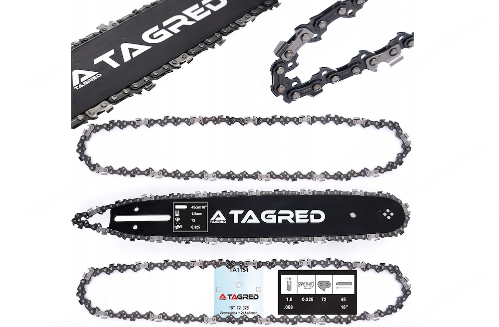 Kettensaege Motorsaege Schwert Fuehrungsschiene mit 2x Saegekette 18 45cm 0.325 1.5mm 72 Glieder Set