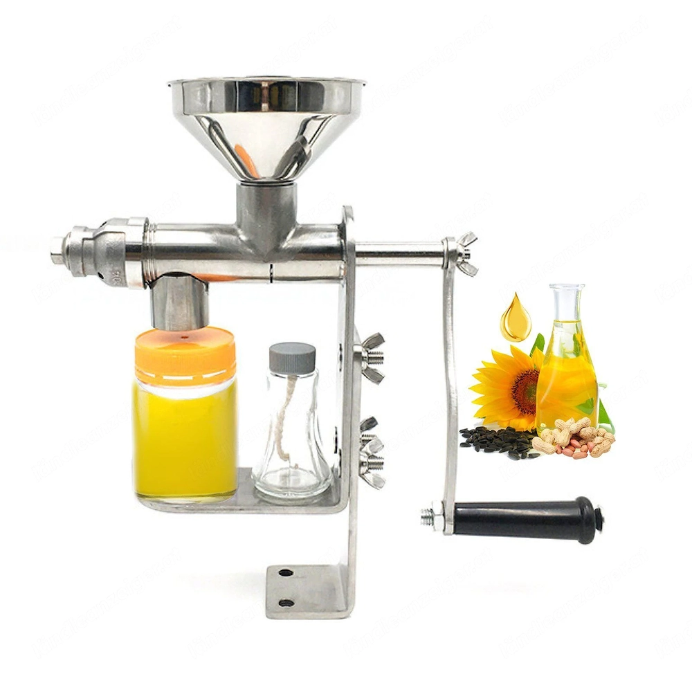 Manuelle OElpresse Maschine Edelstahl mit Trichter Handkurbel Nuss Samenoel Pressmaschine