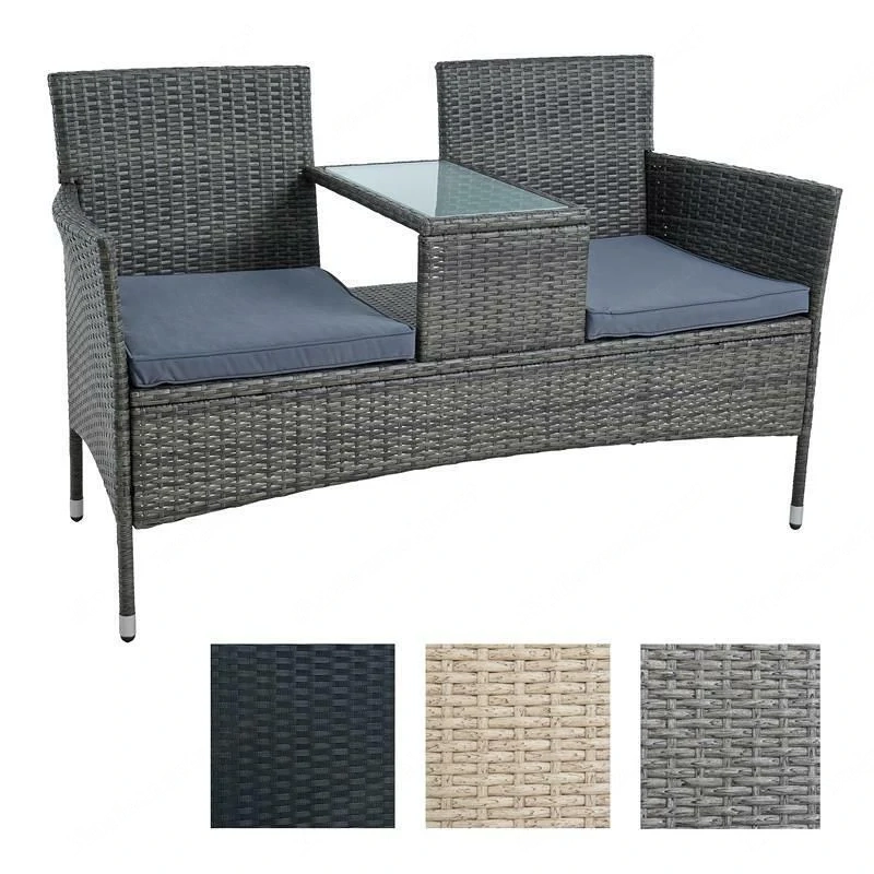 Artikel: Gartenbank Polyrattan Bank Rattan Sitzbank 2 Sitzer Gartenmoebel Balkonmoebel Farbwahl Hoch