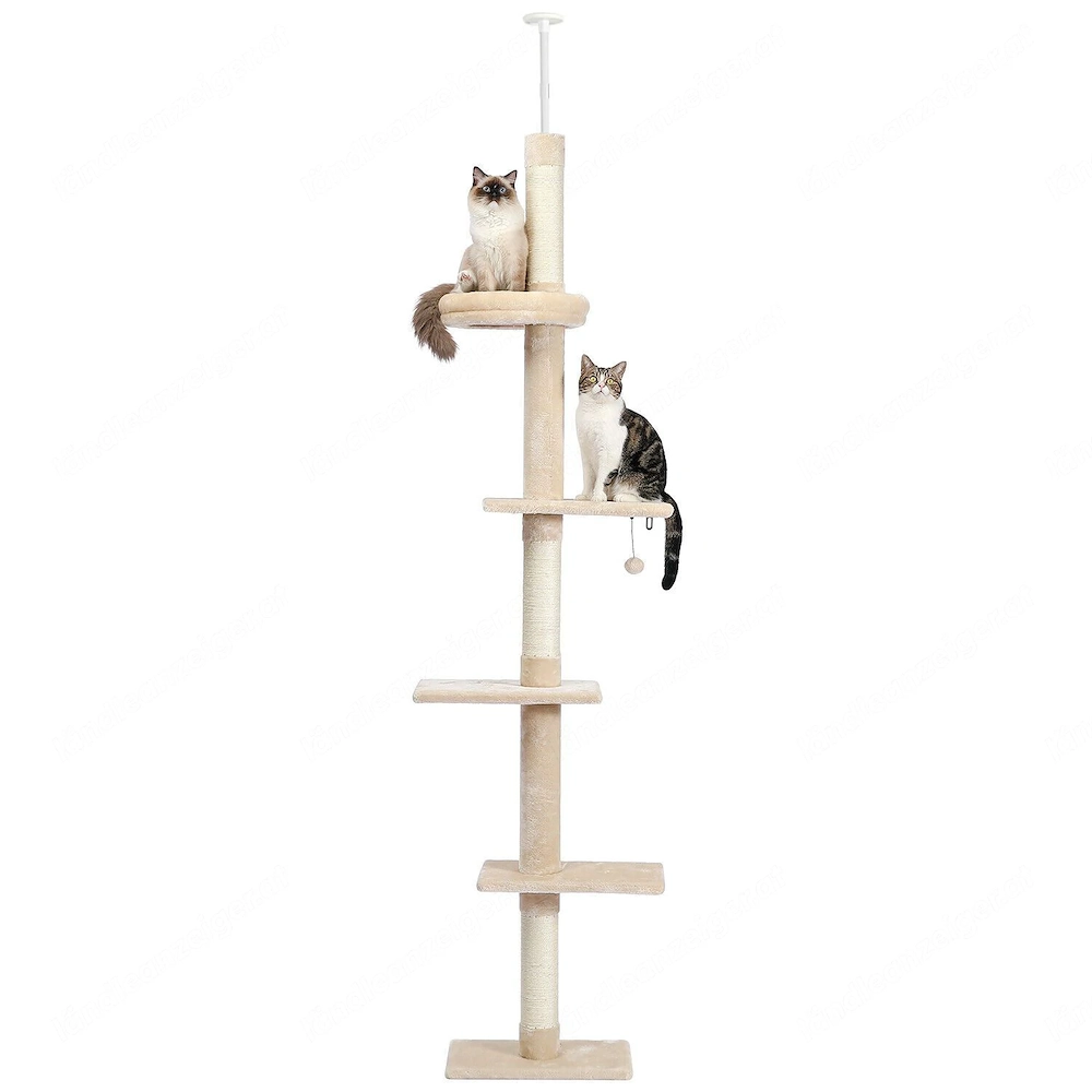 Artikel: Ceiling-high cat scratching post climbing tower cat tree XXXL tower 228-274 cm beige Hochwe