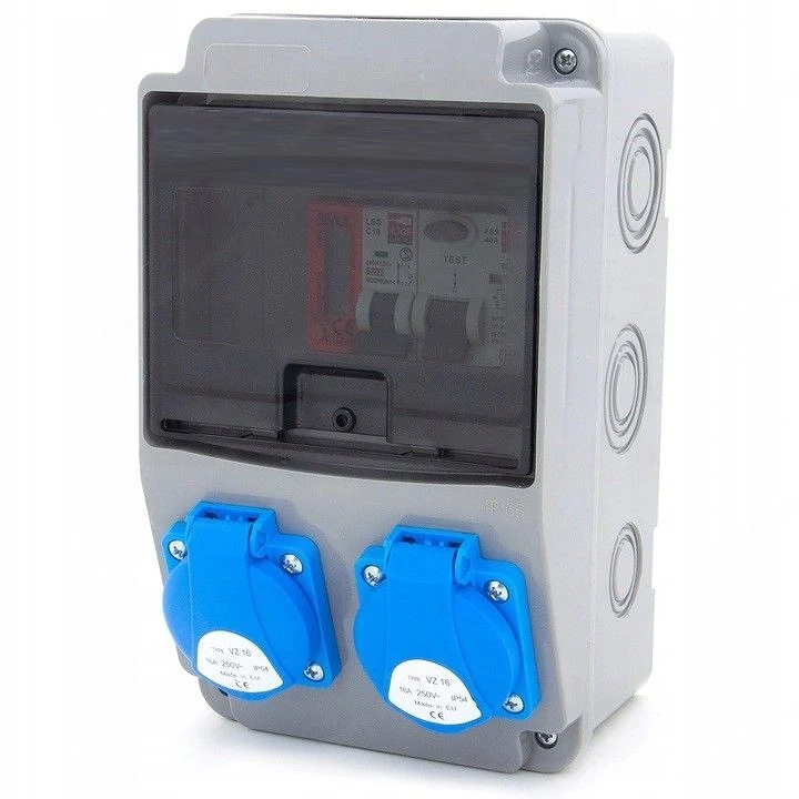 Artikel: Electric wall distributor 2 x 230 V 16 A IP54 complete set of construction power distributo