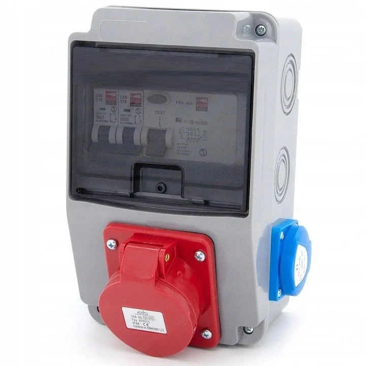 Artikel: Electric wall distributor 2x 230 V 16A   1 x 16A 5P complete set of construction power dist