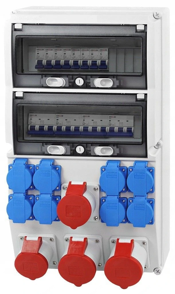 Artikel: Electric wall distributor 8x 230 V 16A   2 x 16A   2 x 32A complete set of construction pow