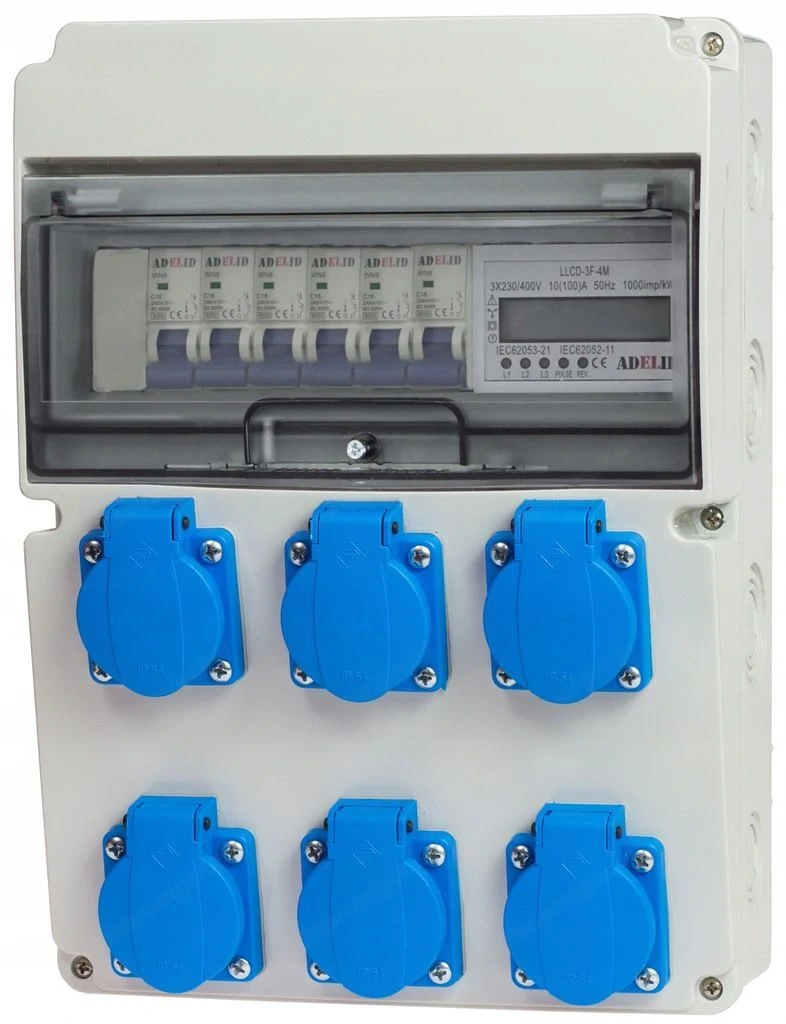 Artikel: Electric wall distributor digital meter 6x 230 V 16A complete set construction power distri