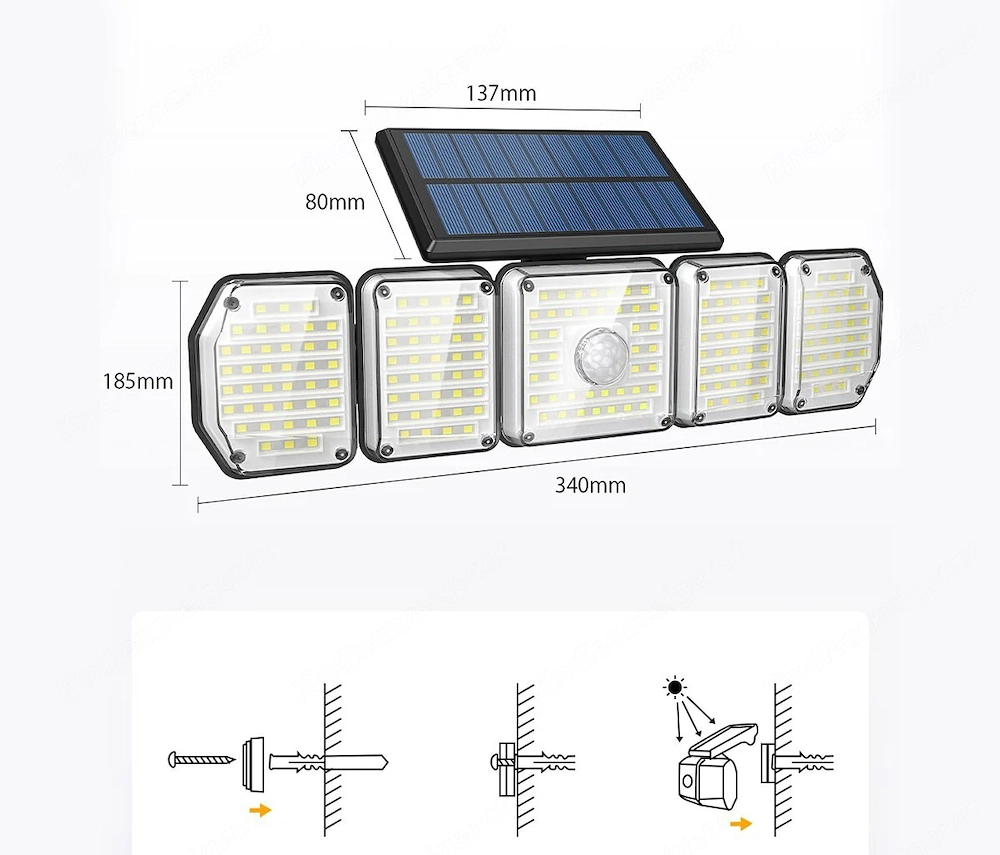 Design LED Solarlampe Wandlampe Aussenbeleuchtung Gartenlampe mit Bewegungsmelder Lichsensor alle Fa