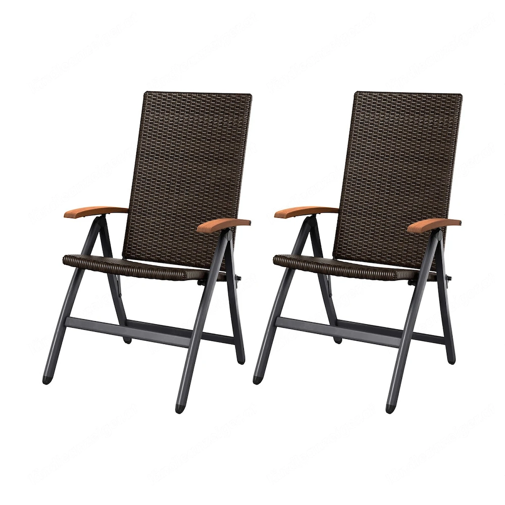 Artikel: Garden chair folding chair set of 2 adjustable brown Hochwertiger Artikel aus unserem Onlin