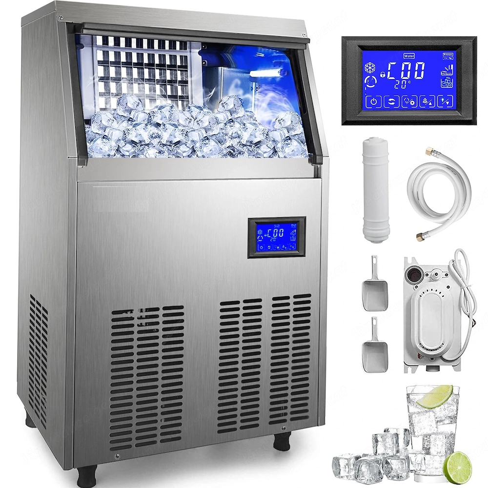 Artikel: Restaurant Bistro Bar Ice Cube Maker Cube Ice Machine Automatic Ice Machine 70kg Ice Storag