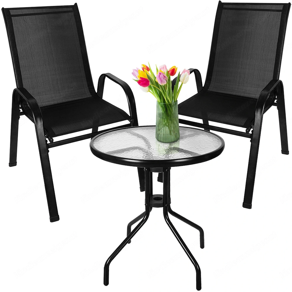 Artikel: 3 pieces Garden furniture set, balcony furniture set, bistro set + table & 2 chairs Hochwer
