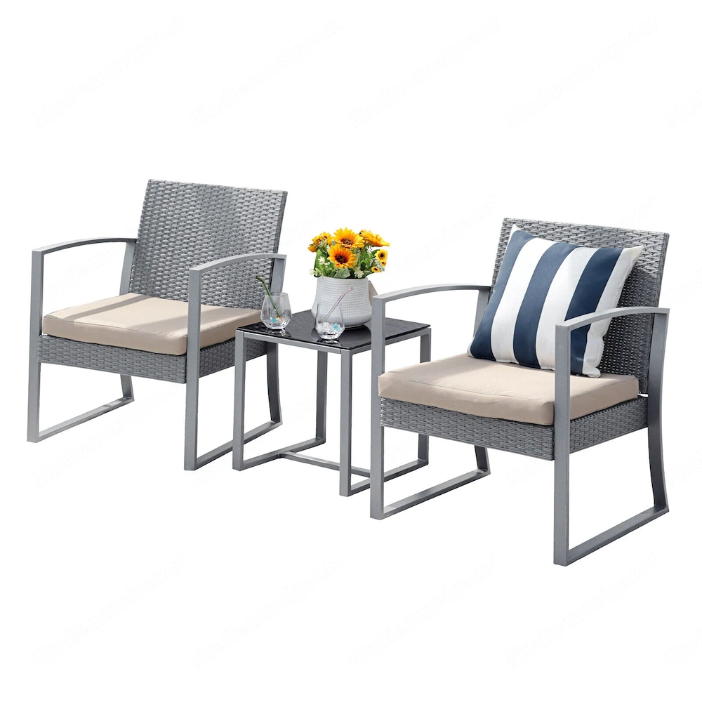 Artikel: Seating group rattan garden furniture polyrattan set table armchair lounge gray Hochwertige