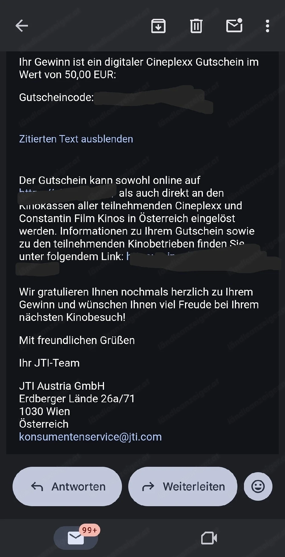 2x Cineplexx Wertgutschein je 50  (100  Gesamtwert)
