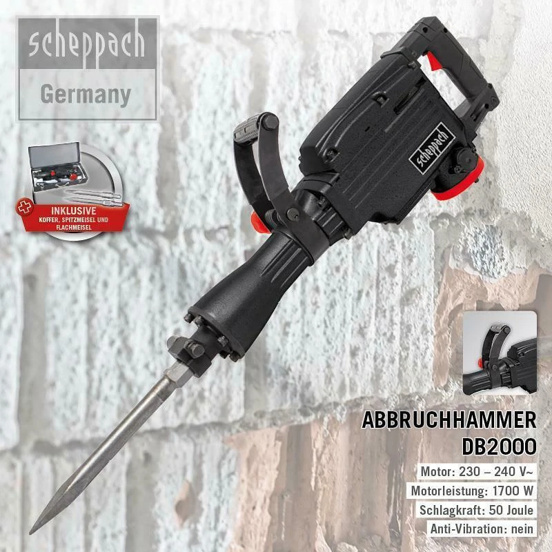 *VERKAUF* Scheppach 50J, Abbruchhammer, Stemmhammer, Schlaghammer DB2000, baugleich mit AB1700