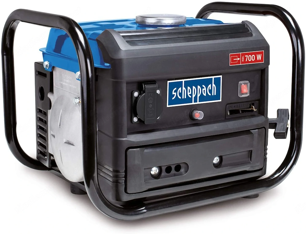 Scheppach Benzingenerator (Stromerzeuger max. 700 W, 4 Liter Tank, leicht und kompakt, einfacher Tra