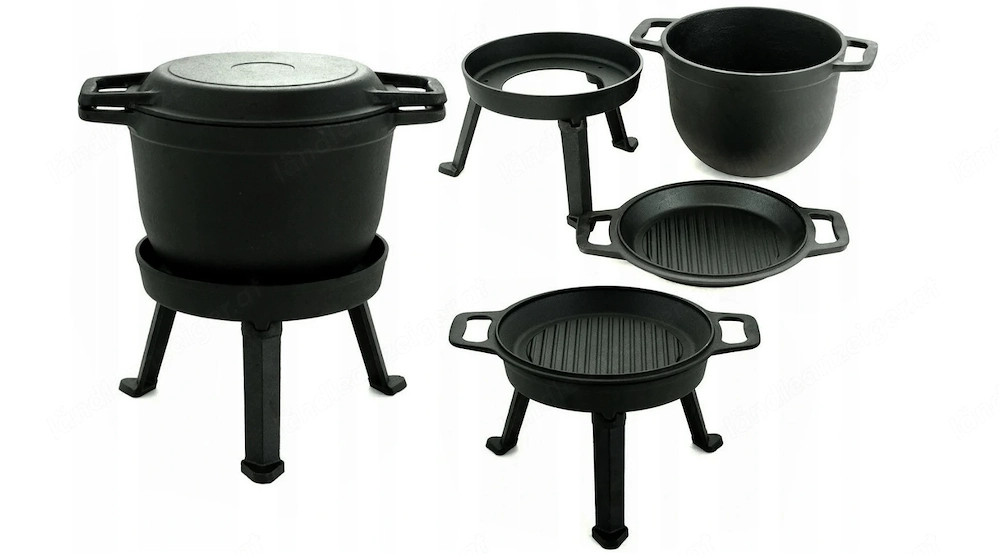 Die Grillpfanne und der Topf k nnen auch zu Hause verwendet werden, das Geschirr ist f r alle