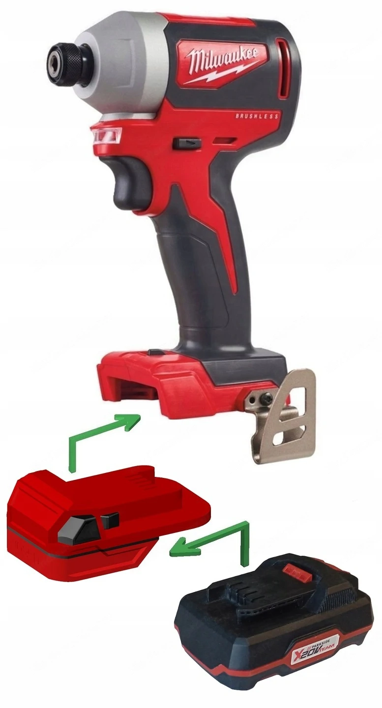 NEU Adapter Parkside X20V Team Akkus auf Milwaukee M18 18V Elektrowerkzeuge