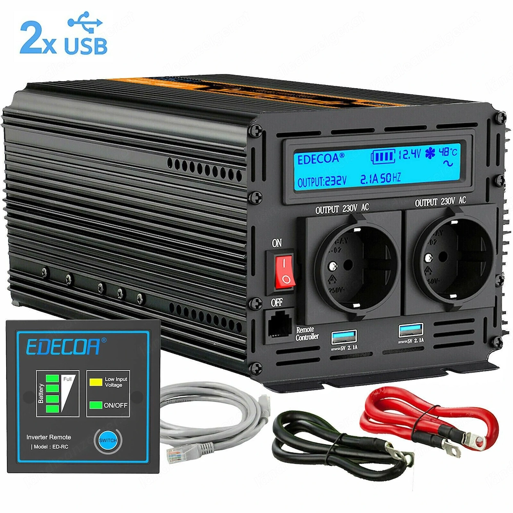 Artikel: Pure sine wave voltage converter 1000 2000W 12V 230V power inverter Hochwertiger Artikel au