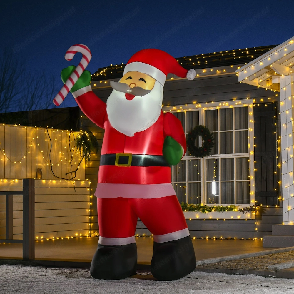 Weihnachtsdekoration, aufblasbare Weihnachtsmann-Zuckerstange mit Lichtern und Zubeh r
