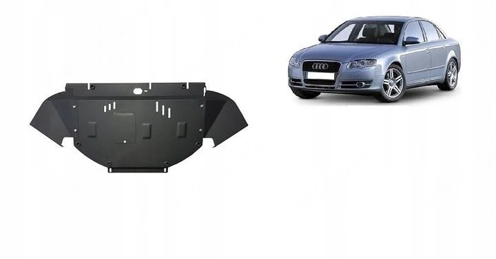 Stahl-Motorabdeckung Unterfahrschutz Audi A4 B7 (2005-2008) Umbau mit Anbaumaterial-Set