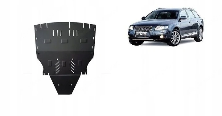 Stahl-Motorabdeckung Unterfahrschutz Audi Allroad2 A6 C6 ohne Umbau Seitenteile mit Anbaumaterial-Se