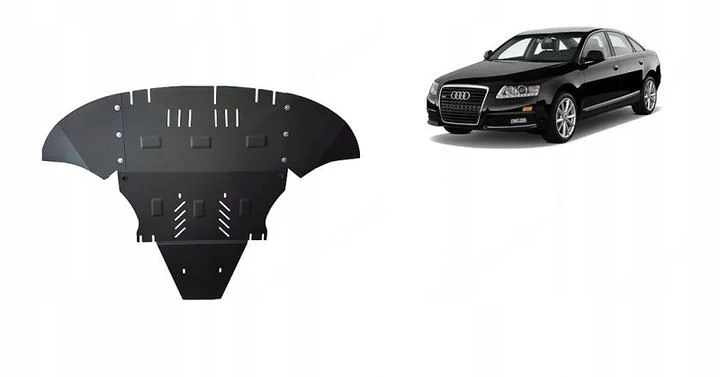 Stahl-Motorabdeckung Unterfahrschutz Audi A6 C6 04-2011 mit Seitenumbau mit Anbaumaterialsatz