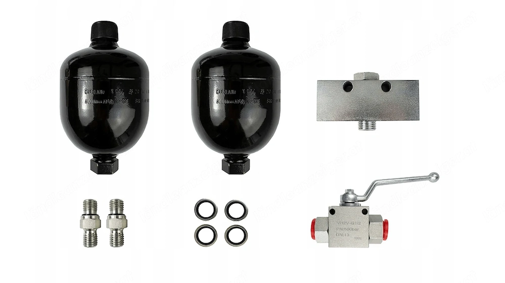 DOPPELTER HYDROSPEICHER F R LADER   2 x 0,5 l im Set mit Anschlussblock und Kugelhahn