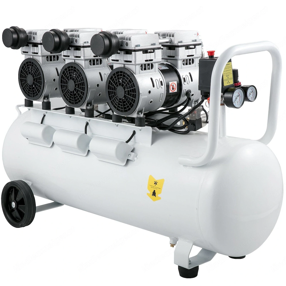Leiser Luftkompressor Fl sterkompressor  lfrei 100L Druckluft leise mit 2 Manometern f r Werkstatt