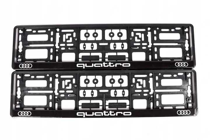 2x ORIGINAL Kennzeichenhalter fuer Audi Quattro UV Druck witterungsbestaendig