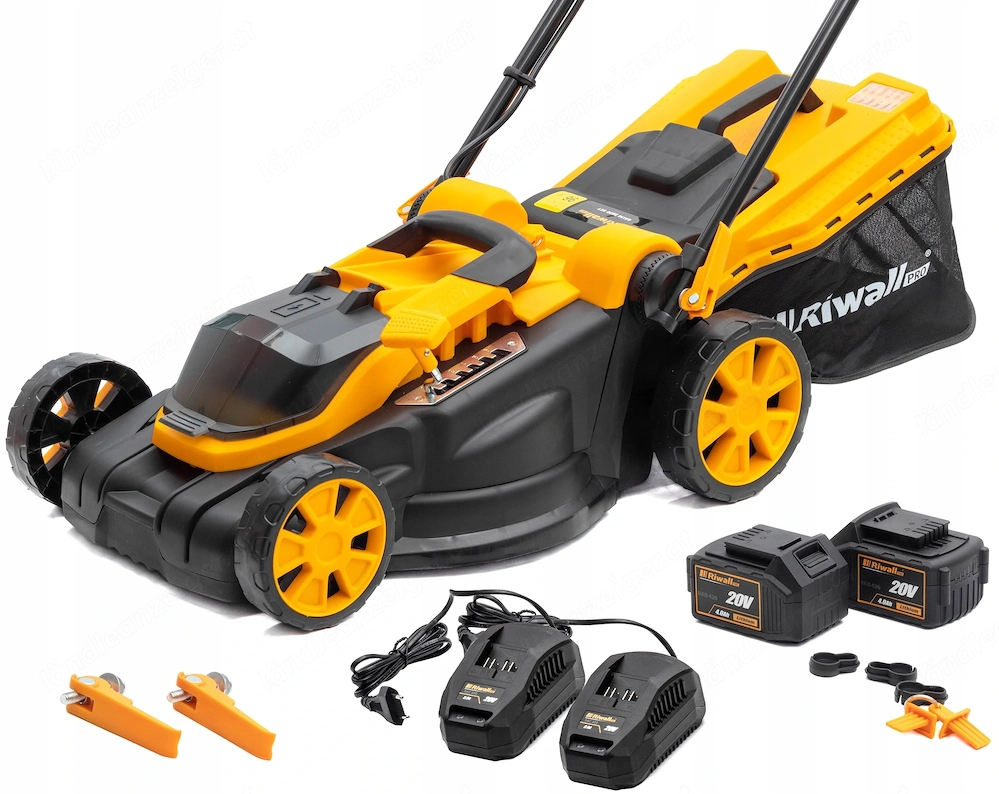 Riwall leistungsstarker Akku-Rasenm her 40V 8Ah 38cm Set mit Ladeger ten und Akku