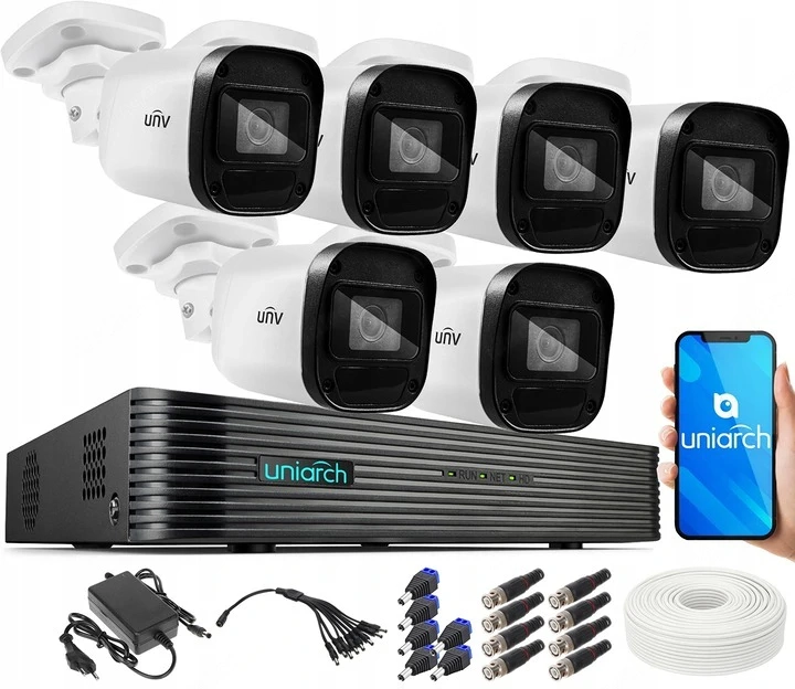 Uniarch 2MPX-AHD-KIT-8 mit 6 Full-HD-IR-Kameras zur  berwachung,  berwachungskamera, Full-HD-1080p- 